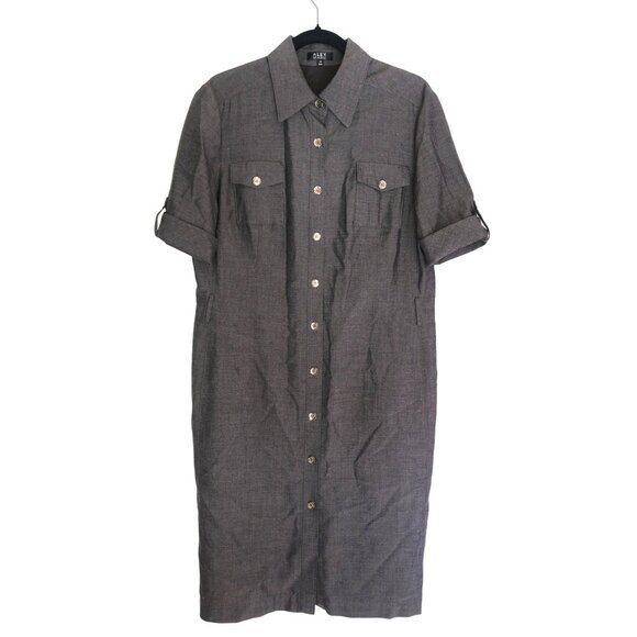 ALEX MARIE- WOMENS BUTTON DOWN GREY MIDI DRESS SIZE 14 - Picture 1 of 7
